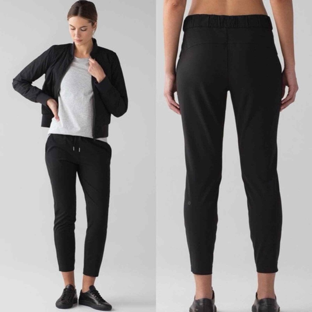 Lululemon On The Fly Woven Jogger Pants Black Travel Athletic Size 6